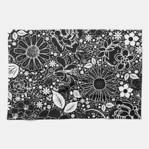 Botanical Beauties Black and White Towel