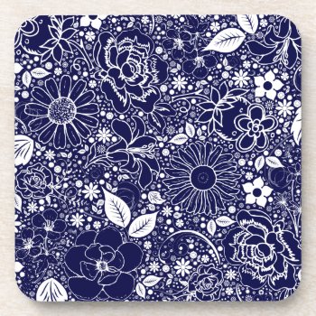 Botanical Beauties Blue Drink Coaster by SerenityGardens at Zazzle