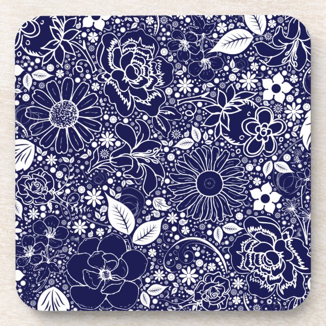 Botanical Beauties Blue Drink Coaster (Front)