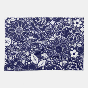 Botanical Beauties Blue Kitchen Towel