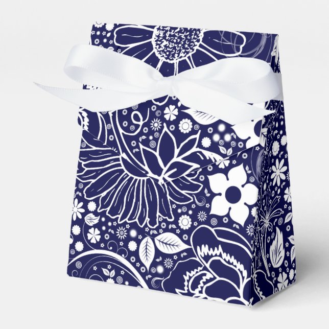 Botanical Beauties Blue RIBBON FAVOR BOX (Front Side)
