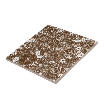 Botanical Beauties Brown Ceramic Tile by SerenityGardens at Zazzle