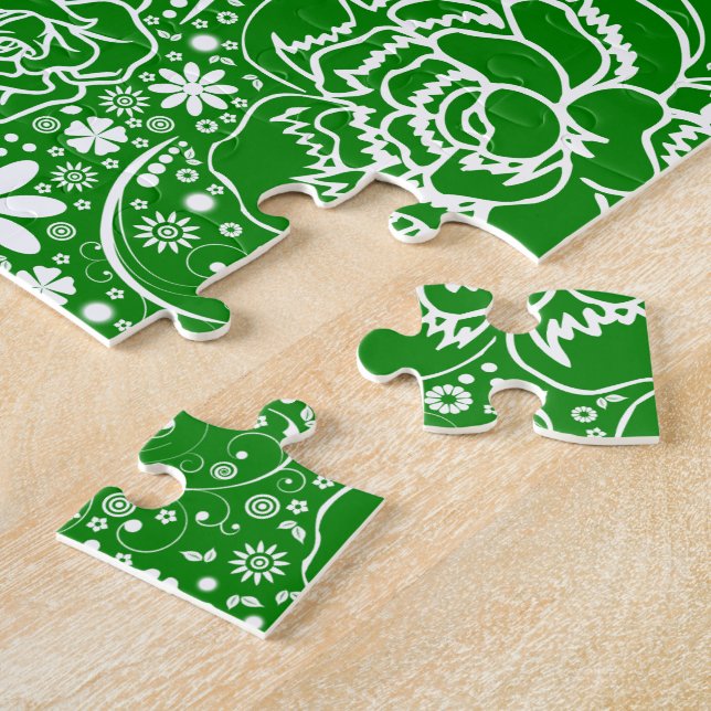 Botanical Beauties Green Jigsaw Puzzle (Side)