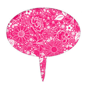 Botanical Beauties HOT PINK Cake Topper