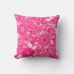 Botanical Beauties Hot Pink THROW PILLOW
