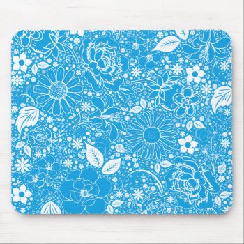 Botanical Beauties Light Blue Mouse Pad by SerenityGardens at Zazzle