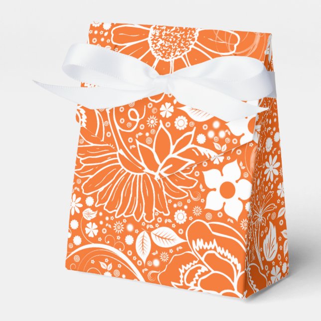 Botanical Beauties Orange RIBBON FAVOR BOX (Front Side)