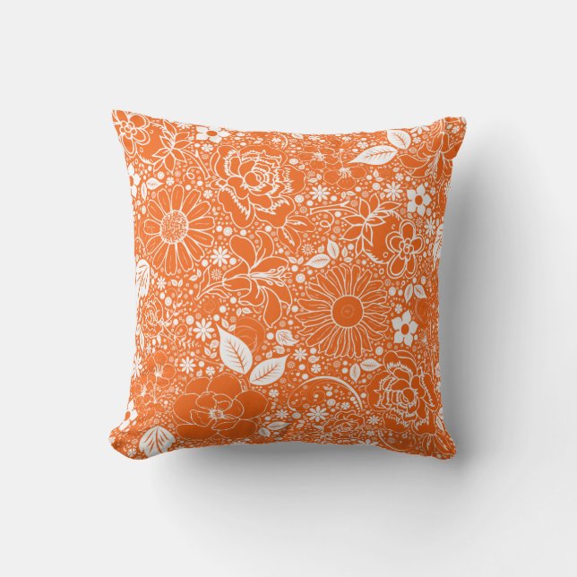 Botanical Beauties Orange THROW PILLOW (Front)