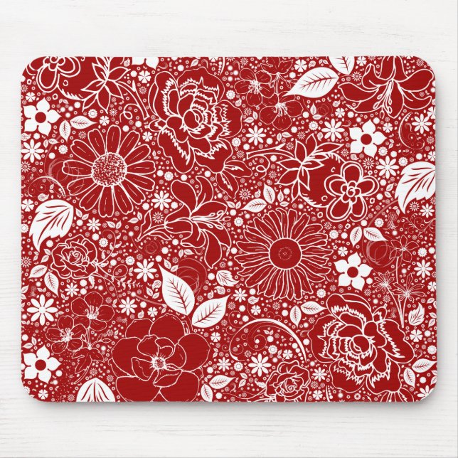Botanical Beauties Red Mouse Pad (Front)