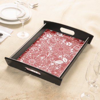 Botanical Beauties Red Serving Tray by SerenityGardens at Zazzle