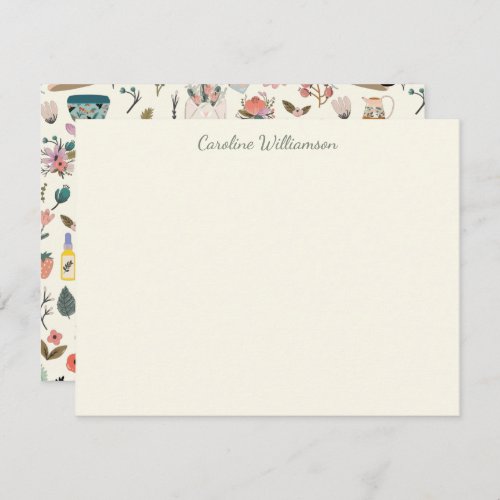 Botanical Beauty Floral Nature Custom Name Note Card