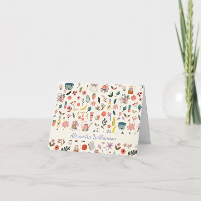 Botanical Beauty Nature Pattern Personalized Note Card (Front)