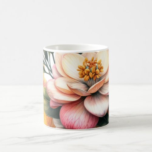 Botanical Beauty Orange and Pink Blossoms Coffee Mug