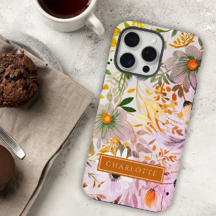Botanical Beauty Pink and Orange Floral iPhone 15 Pro Max Case