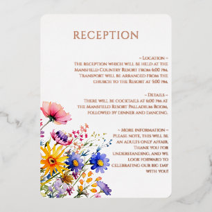 Botanical Beauty Wildflower Wedding Reception Foil Invitation