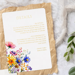 Botanical Beauty Wildflowers Wedding Details Foil Invitation