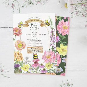Botanical Bee and Wildflower Coed Baby Shower Invitation