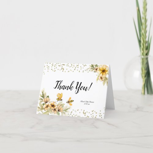 Botanical Bee Bridal Shower Thank You Card