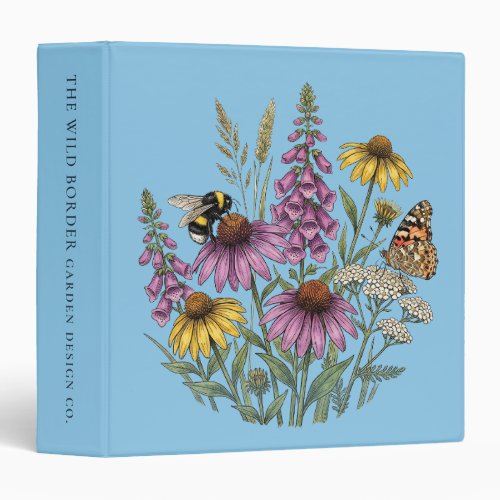 Botanical Bee & Butterfly Blue Binder