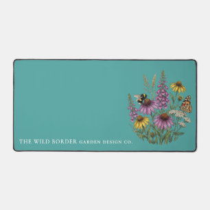 Botanical Bee Butterfly Garden Desk Pad - Teal