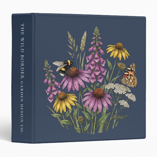 Botanical Bee & Butterfly Navy Binder