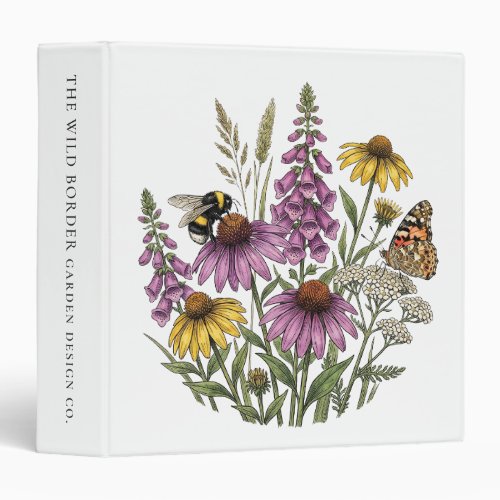 Botanical Bee & Butterfly White Binder