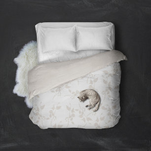 Botanical Beige Decorative Leaf Pattern Duvet Cover
