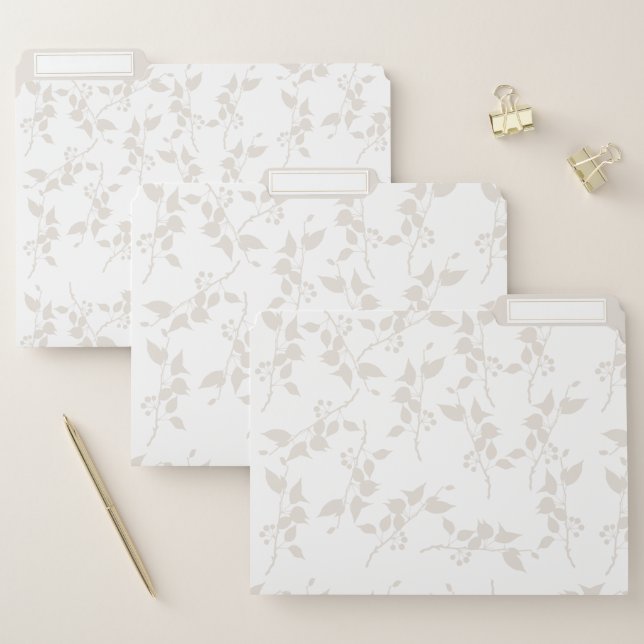 Botanical Beige Decorative Leaf Pattern  File Folder (Set)
