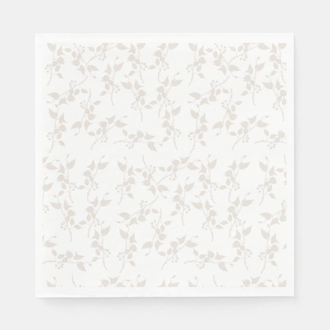 Botanical Beige Decorative Leaf Pattern Napkins (Front)