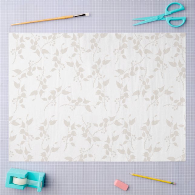 Botanical Beige Decorative Leaf Pattern Tissue Paper (Craft)