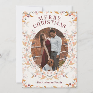 Botanical Berry Framed Photo Holiday Card