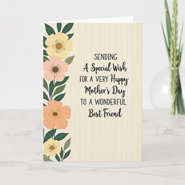 Botanical Best Friend Mothers Day Card (Front)