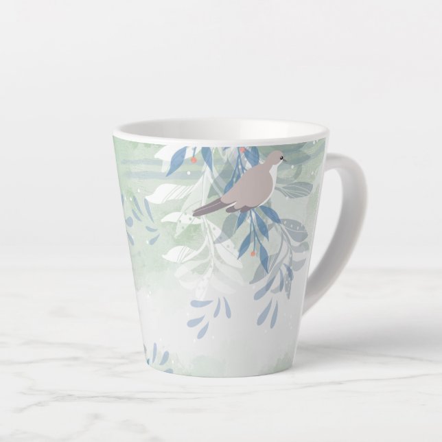 Botanical Bird Floral Nature Latte Mug (Right Angle)