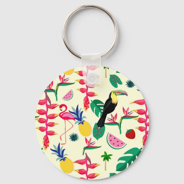 Botanical Birds and Fruit Keychain (Front)