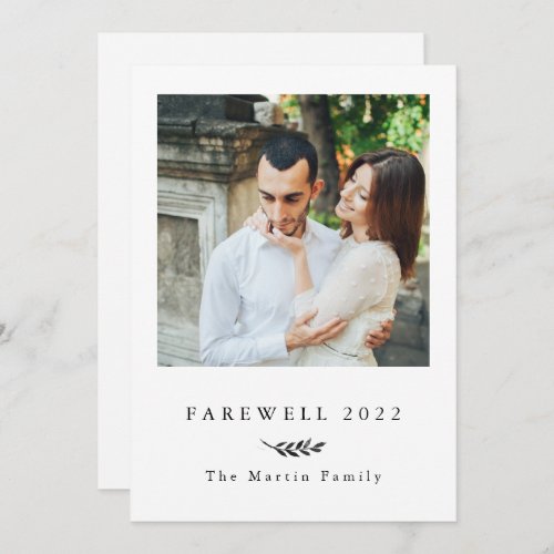 Botanical Black and White Farewell 2022 Photo Holiday Card