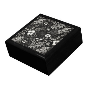Botanical black and white flowers gift box