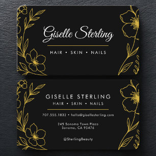 Botanical Black Gold Floral Business Card