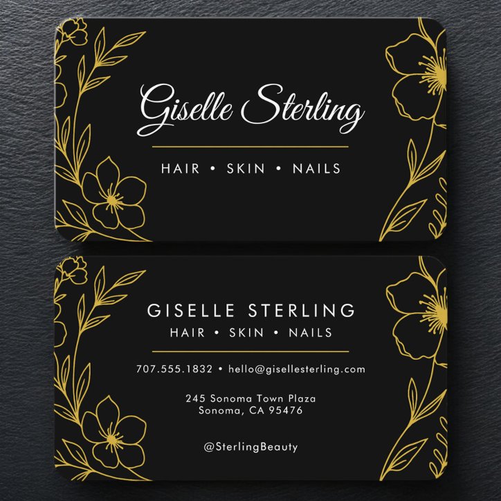 Botanical Black Gold Floral Business Card