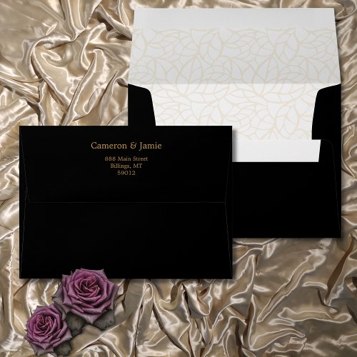 Botanical Black Leaf Pattern Wedding Invitation Envelope