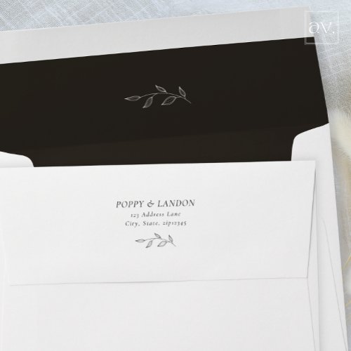 Botanical Black lining Wedding Invitation Envelope