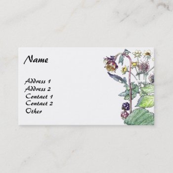Botanical Blackberry Blossom Fruit Business Cards by farmer77 at Zazzle
