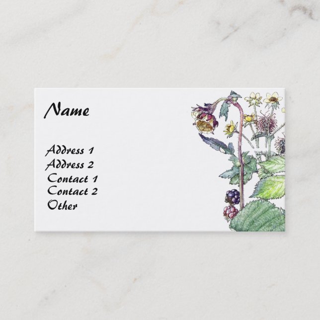 Botanical Blackberry Blossom Fruit Business Cards (Front)