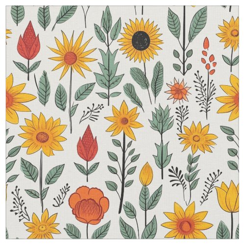 Botanical Bliss _ A Captivating Flora Pattern Fabr Fabric