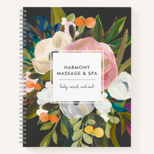 Botanical Bliss Business   Modern Floral   Black Notebook