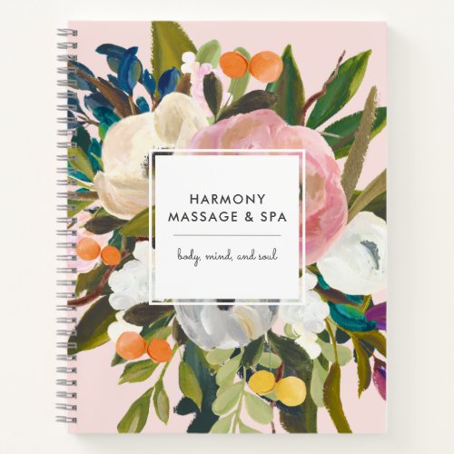 Botanical Bliss Business  Modern Floral  Blush Notebook