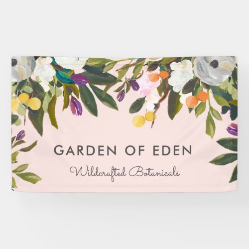 Botanical Bliss Elegant Floral Banner  Blush