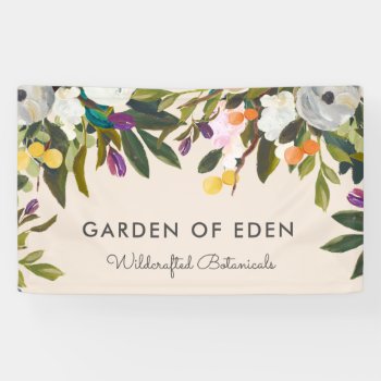 Botanical Bliss Elegant Floral Banner | Cream by Orabella at Zazzle