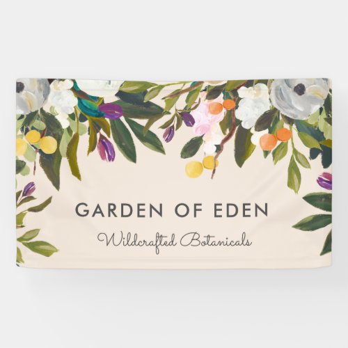 Botanical Bliss Elegant Floral Banner  Cream