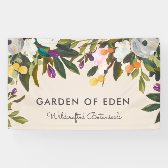 Botanical Bliss Elegant Floral Banner | Cream (Horizontal)