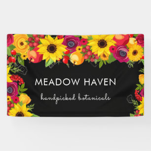 Botanical Bliss Elegant Floral Black Banner Design